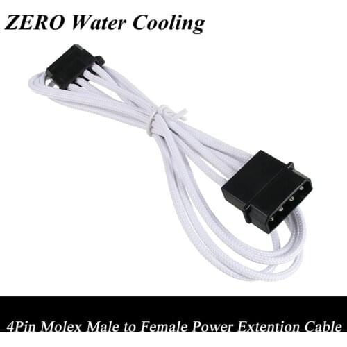 Wholesale 10pcs/Lot Free Shipping 30CM White Sleeved 4Pin IDE Molex Male to Female Power Extension Cable