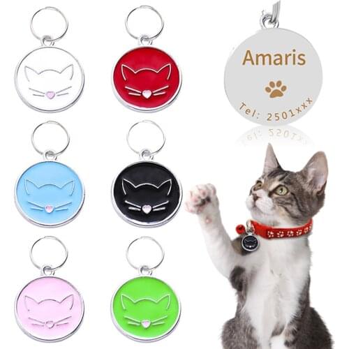 Personalized Pet Collar Free Engraved Name Tel ID Tags Customized Pet Necklace For Cats Dog Tag kitten Accessories Anti-lost