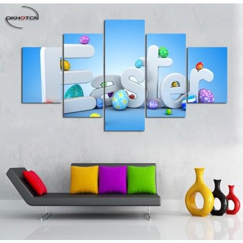 Easter Egg Happy Festival Still Life Unframed Painting 5 Pieces/Set Modern Wall Art On Canvas Living Room Decor