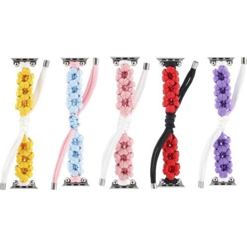Braided Flower Strap for Apple Watch iWatch 6 5 4 3 2 SE 38mm 42mm 40mm 44mm Parachute Rope Beads Women Nylon Replacement Band