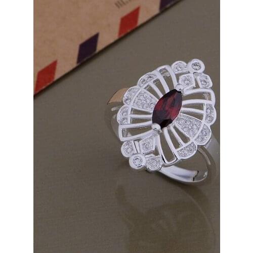 AR710 Hot silver plated Rings for women&men silver 925 jewelry fashion jewelry, Oval plate with red stone /bcmajtta bekajvra