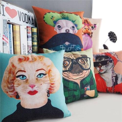 Nordic Cartoon Animal Linen Pillow Cushion Cover Home Decorative christmas Linen Pillow Case Sofa Chair Waist Pillow cover