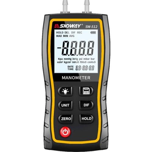 SNDWAY SW512 Digital Sensor Pressure Gauge Hand-held Manometer Differential Pressure Micromanometer Counting Barometer Tool