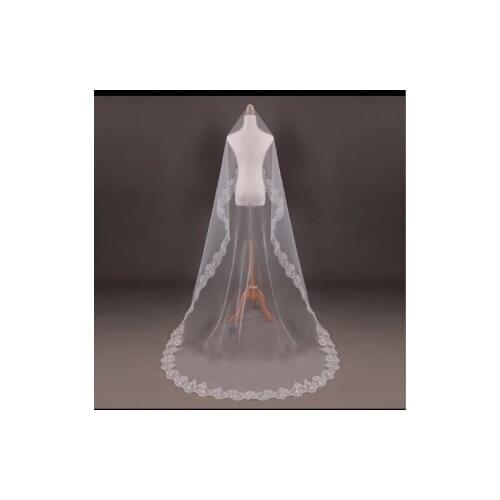 Wedding Accessories Tulle chapel Wedding Veil Lace Edge Bridal Veil with Comb veu de noiva V024