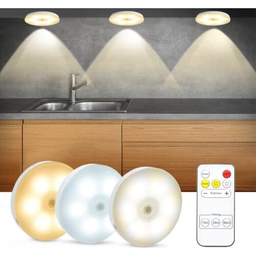 USB Rechargeable LED Smart PIR Motion Sensor Night Lamp Remote for Home Bedroom Bedside WC Corridor Kitchen Under Cabinet Light