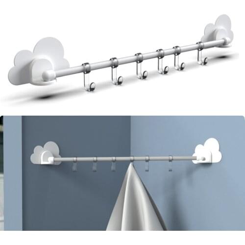 Bathroom 6 Row Hook Wall Corner Towel Holder Kitchen Storage Rack Door Back Organizer Shelf Hooks