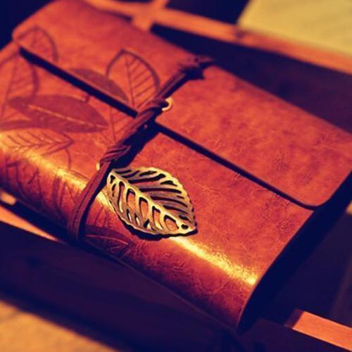 Vintage Faux Leather Leaf String Bound Blank Kraft Paper Diary Journal Notebook