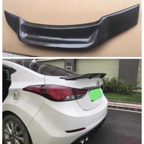 High Quality R STYLE REAL CARBON FIBER REAR TAIL WING TRUNK LIP SPOILER FOR Hyundai Elantra Avante 2012 2013 2014 2015 2016