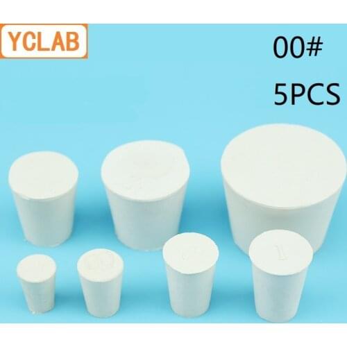 YCLAB 5PCS 00# Rubber Stopper White for Glass Flask Upper Diameter 15mm * Lower Diameter 11mm Laboratory Chemistry Equipment