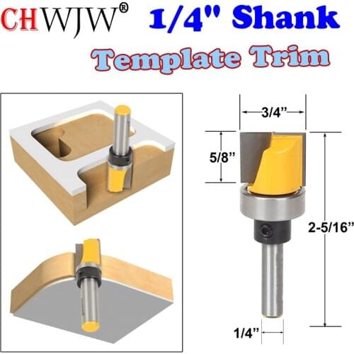 1 pc 1/4" Shank Template Trim Router Bit - Bottom Cleaning 3/4"W X 5/8"H Woodworking cutter Tenon Cutter for Woodworking Tools