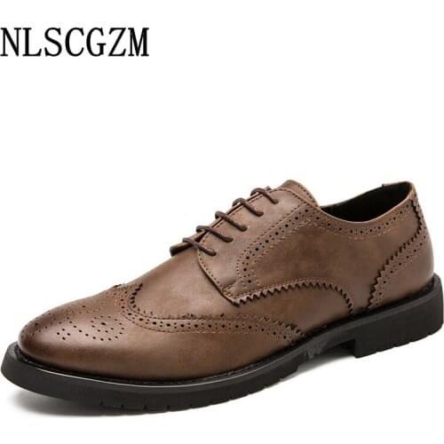 Office 2021 Italian Leather Shoes Men Business Suit Formal Dress Shoes Mens Fashion Wedding Dress Coiffeur Brogue Shoes Men