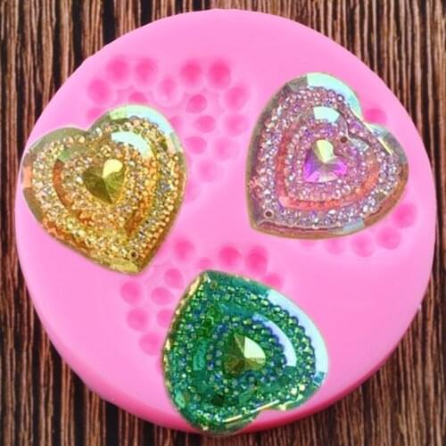 3D Heart Shaped Gem Silicone Mold Wedding Fondant Cake Decorating Tools Jewelry Resin Clay Mould Candy Chocolate Gumpaste Molds