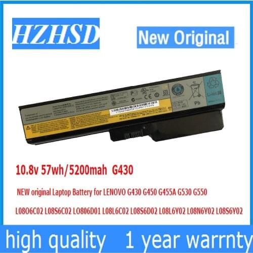 10.8v 57wh/5200mah G430 NEW original Laptop Battery for LENOVO G430 G450 G455A G530 G550 L08O6C02 L08S6C02 LO806D01 L08L6C02