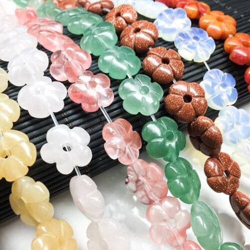 Natural crystal 6x14mm beautifully carved five petal flower loose beads jewelry making DIY necklace bracelet jewelry accessories