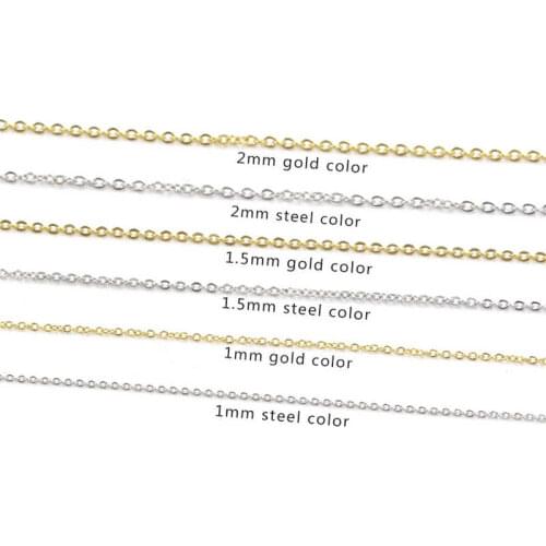 1/ 1.5/2ｍｍ Gold Color Stainless steel Cable Chains Necklace Wedding Fashion Hot