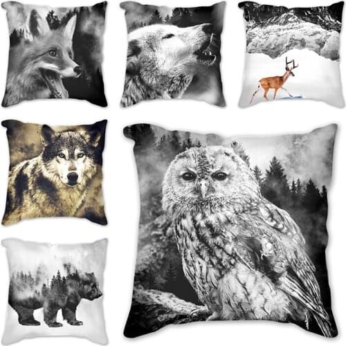 Lion wolf tiger fox eagle Decoration polyester Pillow Case Sofa animals Cushion Cover Pillowcase Party Decorations pillow covers