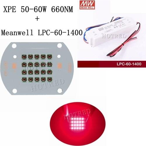 1 SET CREE XPE XP-E 50W 60W Plant Grow LED light Diode Emitter Light Deep Red 660nm indoor garden plant+Meanwell LPC 1400Driver