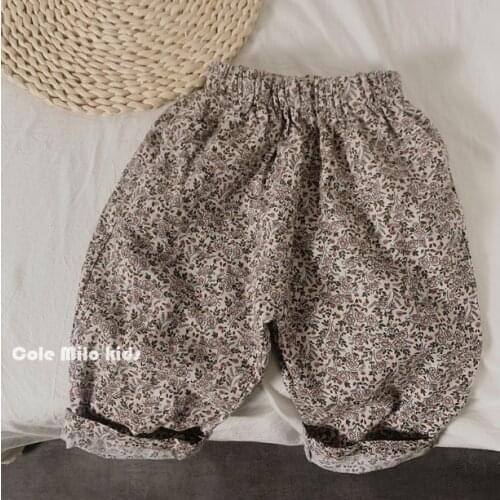 2021 new girls boys printed long pants cotton linen autumn cool kids pants