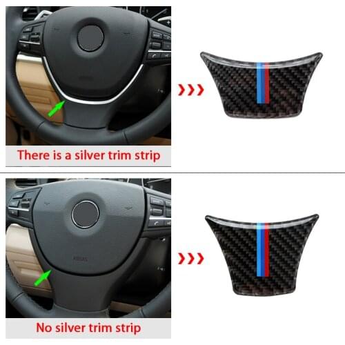 For BMW 5 7 series F10 F01 F07 2011 2012 2013 2014 2015 2016 2017 Carbon Fiber Steering Wheel M Color Emblem 3D Sticker Cover