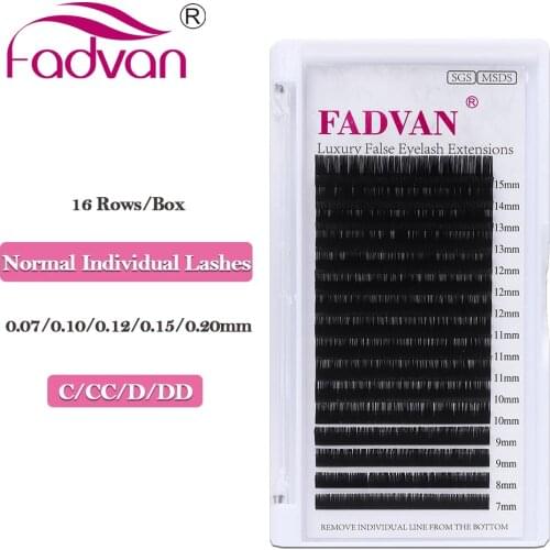 Fadvan Premium Individual 16rows Eyelash Extensions Natural Faux Mink Makeup Cilia Professional Fake Lashes Extension