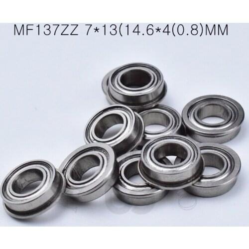 MF137ZZ 7*13(14.6*4(0.8)MM 10pieces ABEC-5 Flange bearing metal sealed free shipping ABEC-5 chrome steel miniature bearings