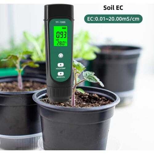 Yieryi YY-1000 Soil EC Temperature Meter Digital Plant Moisture Conductivity Tester Garden Laboratory Household Measuring Tool