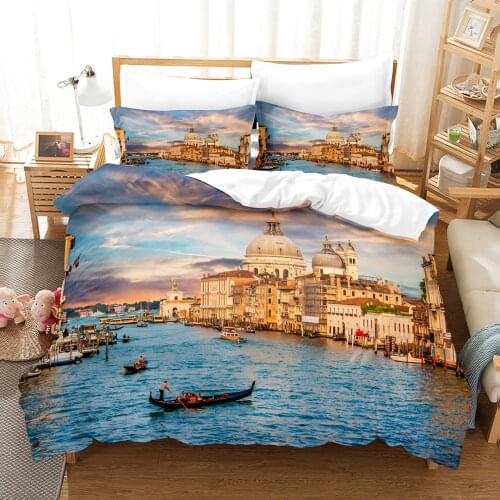 Castle Bedding Set Single Twin Full Queen King Size Architecture Scenery Bed Set Childrens Kid Bedroom Duvetcover Sets 009