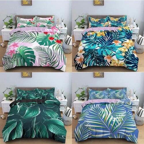 Plant Pattern Bedding Sets Leaves Duvet Cover Set Twin/Queen/King Size Bedclothes For Kids Beding Home Textile