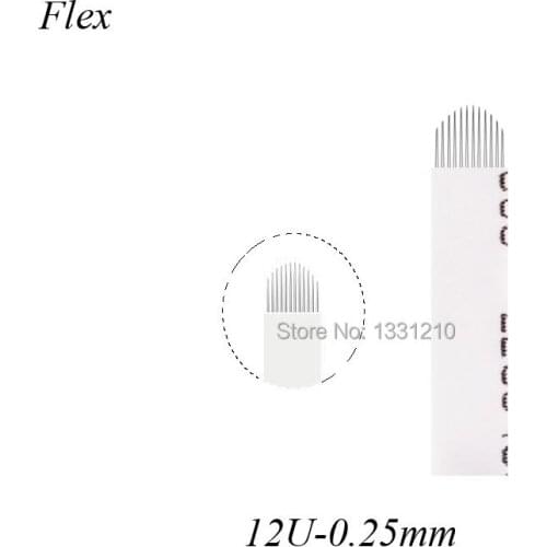 Laminas Microblading Tebori Agulha FLEXIBLE 12U Shape 0.25mm Permanent Makeup 3D Eyebrow Tattoo Microblading Needles White