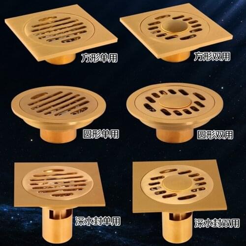 Copper thickened floor drain toilet washing machine deodorant floor drain core bathroom stainless steel filter three-way round