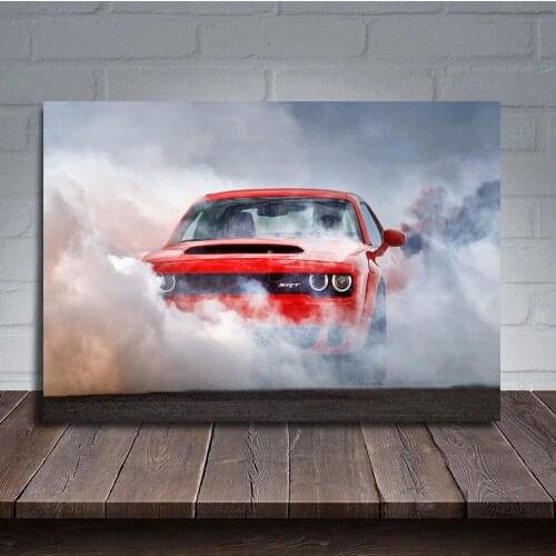 Modular Canvas HD Prints Pictures Fog Red Running Car Wall Art Painting Dream Home Decor Posters For Living Room No Framework