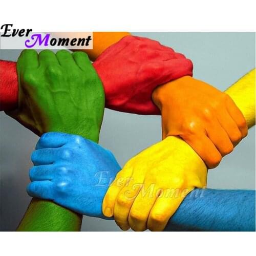 Ever Moment Diamond Painting Square Drill Rainbow Color Hands 5D DIY Picture Of Rhinestone Hobby Art Diamond Embroidery ASF1750