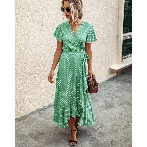 2019 Women Sexy V-neck Bandage Midi Dress Ladies Short Sleeve Evening Party Beach Dresses Summer Casual Sundress Female Vestidos
