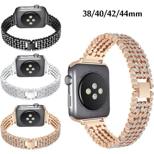 Luxury Diamond Strap For Apple Watch Band 38mm 42mm 40 44mm Women Crystal Stainless Steel Band For Apple iWatch Series 1 2 3 4 5