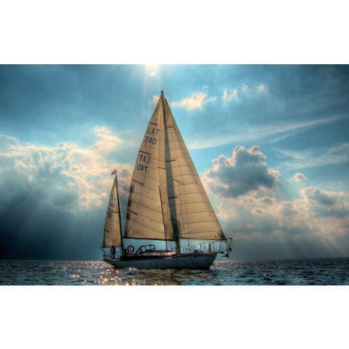 Sailing Yacht on the High Seas Art print Silk poster Home Wall Decor