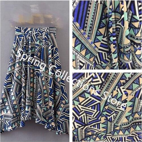Geometric pattern Milan printed chiffon fabric, soft chiffon thin fabric for dress, long beach dress chiffon clothing tissue