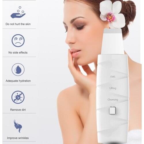 Ultrasonic Facial Skin Scrubber Cleaner Ion Acne Blackhead Remover Peeling Shovel Cleaner Facial Massager Skin Care