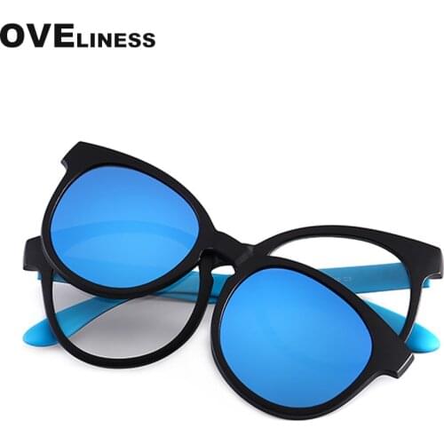 Round glasses frame Polarized Clip on Prescription myopia eyeglasses men women magnet sunglasses magnetic sun glasses eyewear