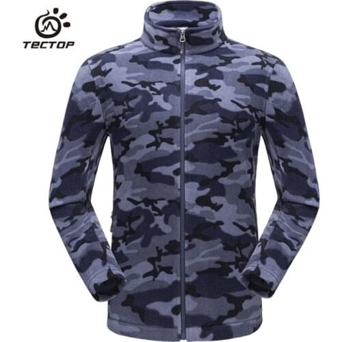 Tectop men women Camo hiking jackets Autumn Winter outdoor thick warm zipper Fleece coats windproof Stand collar camping outwear