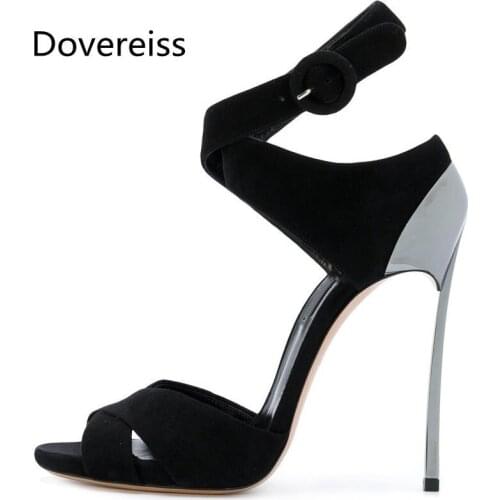 Dovereiss Fashion Womens Shoes summer new sexy consice Elegant Narrow band Buckle Party shoes Sandals 33-43
