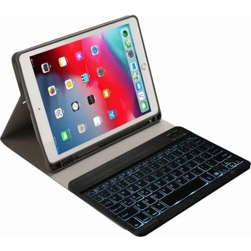 PU Leather Smart Case with 7 Colors Back-lit Detachable Bluetooth Keyboard and Pencil Slot for Apple iPad Pro 12.9 Gen 3 2018