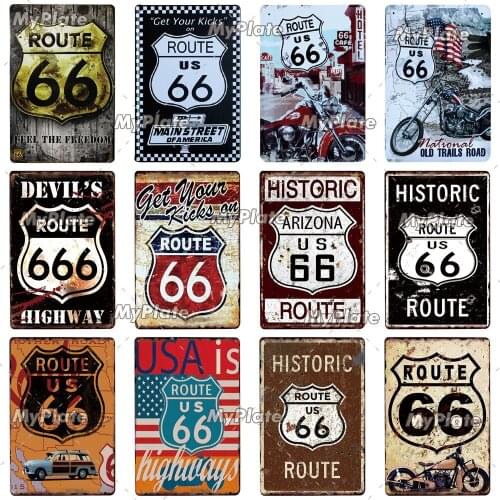 Route 66 Vintage Metal Sign Tin Sign Vintage Decoration Man Cave Plaque Home Wall Decor Bar Sign Home Decor Poster