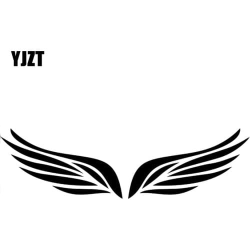 YJZT 2x 10*5.8CM Bird FEATHER Angel Wings Fashion Car Sticker Black/Silver Vinyl Car-styling Decals S8-1502