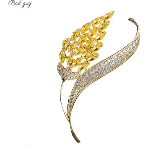Gold Wheat Pin for Women Vintage Zicon Brooches Luxury Jewelry 2021 Clothes Scarf Buckle Garment Accessories Jewelryes Gifts