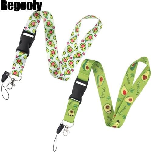10pcs Avocado Neck keychain necklace webbings ribbons Cartoon Neck Strap Lanyard ID badge holder Keychain Lanyards decorations