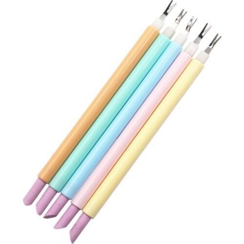 100sets New Manicure dead skin fork grinding pen double use stainless steel peel skin push grinding tool dual-use ceramic pen