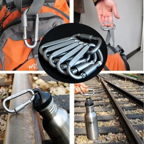 Chain Quickdraw 2Pcs D ring Snap Hang lock Camp keychain Key survive Hike Clasp screw Outdoor Hook Buckle Aluminum Clip