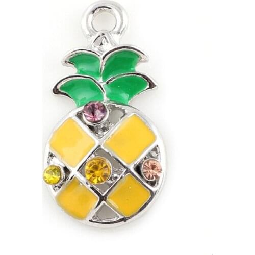 20PCS Enamel Pineapple Bracelet Charms Pendant Alloy Metal DIY Handmade Accessories 23*12mm