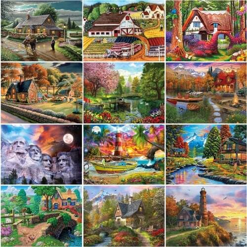 5D DIY diamond painting "house" landscape full square diamond embroidery mosaic picture cross stitch decoration gift rhinestone