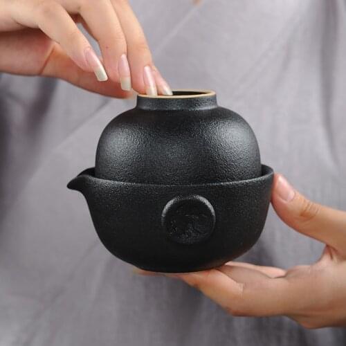 Purple Clay TeaPot Tea Cup Gaiwan,Portable Travel Tea Set,Traditional Purple Clay Tea Set Purple Grit pottery quik cup